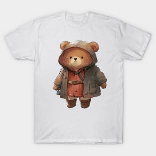 Cute Bear Cartoon Adventurer Adorable Kawaii Animal T-Shirt